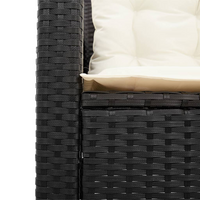 Garden Sofa with Table and Cushions - L-shaped Black Poly Rattan | Outdoor Furniture