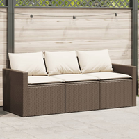 Garden Sofa with Cushions 3-Seater Brown Poly Rattan - Durable Outdoor Furniture for Relaxation and Comfort