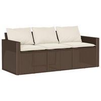 Garden Sofa with Cushions 3-Seater Brown Poly Rattan - Durable Outdoor Furniture for Relaxation and Comfort