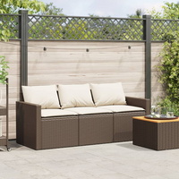 Garden Sofa with Cushions 3-Seater Brown Poly Rattan - Durable Outdoor Furniture for Relaxation and Comfort