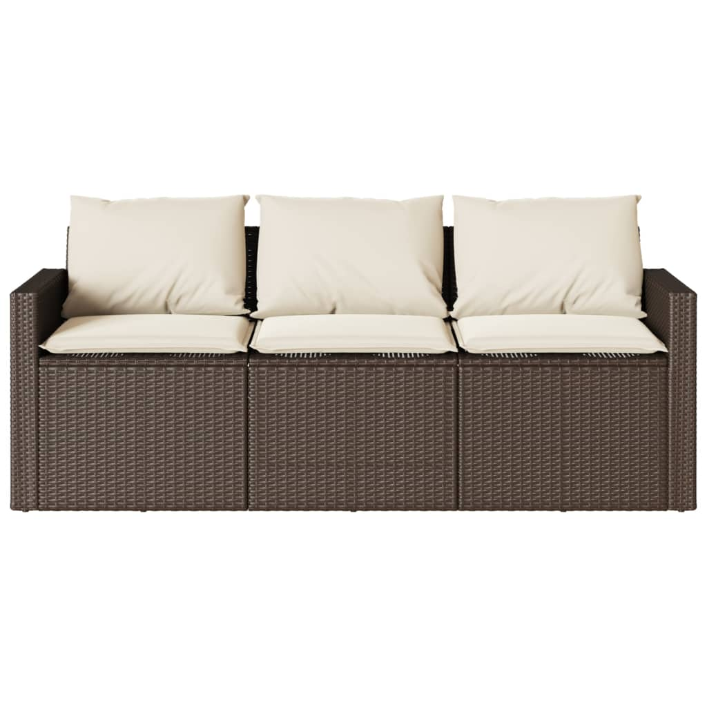 Garden Sofa with Cushions 3-Seater Brown Poly Rattan - Durable Outdoor Furniture for Relaxation and Comfort