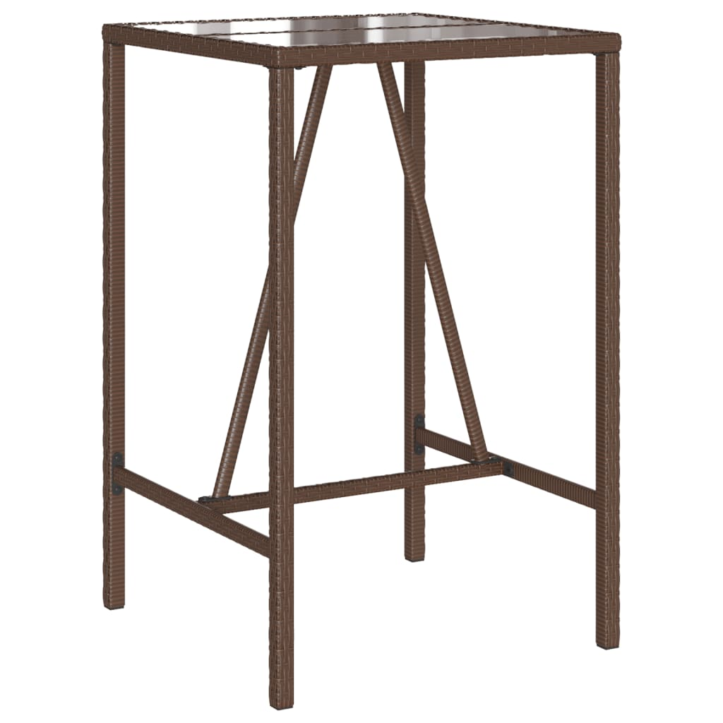 Outdoor Bar Table Brown 70x70x110 cm Poly Rattan