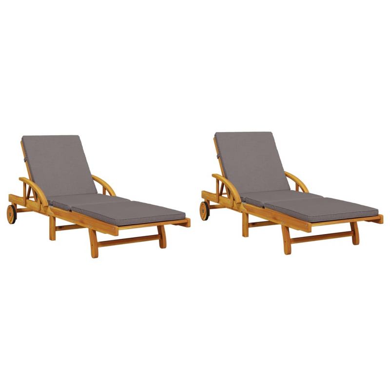 Sun Loungers 2 pcs with Cushions 200x68x83 cm Solid Wood Acacia - Outdoor Furniture for Relaxation and Comfort