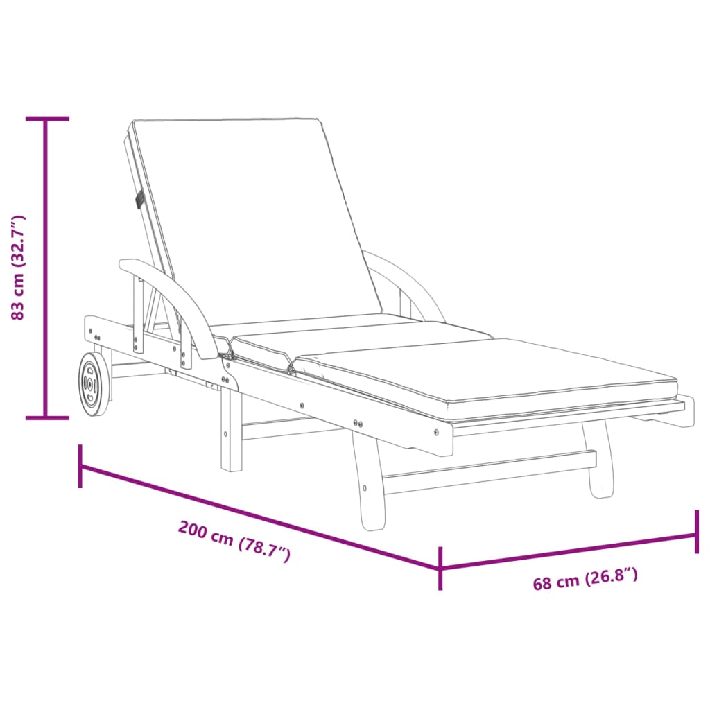 Sun Loungers 2 pcs with Cushions 200x68x83 cm Solid Wood Acacia - Outdoor Furniture for Relaxation and Comfort