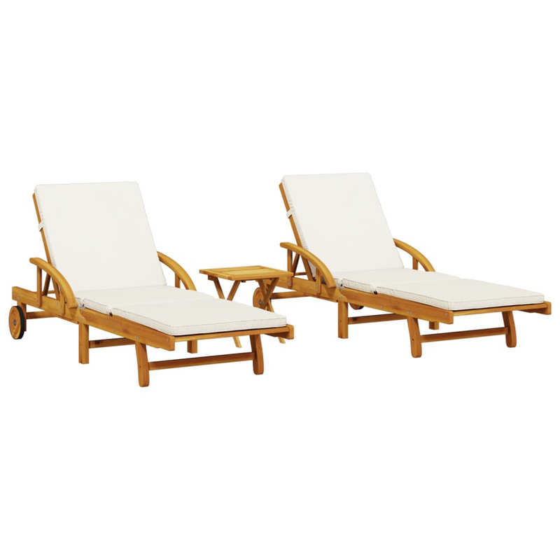 vidaXL Sun Loungers 2 pcs with Table Solid Wood Acacia - Outdoor Furniture for Relaxation and Comfort