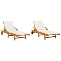 vidaXL Sun Loungers 2 pcs with Table Solid Wood Acacia - Outdoor Furniture for Relaxation and Comfort