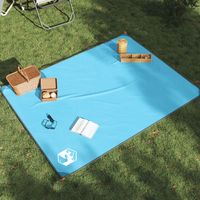 vidaXL Picnic Blanket with Pegs Blue 205x155 cm - Waterproof, Portable, and Versatile