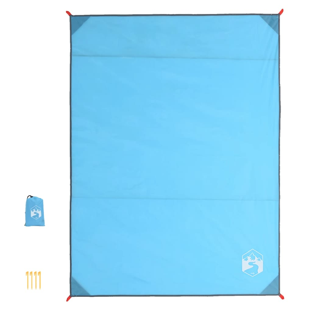 vidaXL Picnic Blanket with Pegs Blue 205x155 cm - Waterproof, Portable, and Versatile