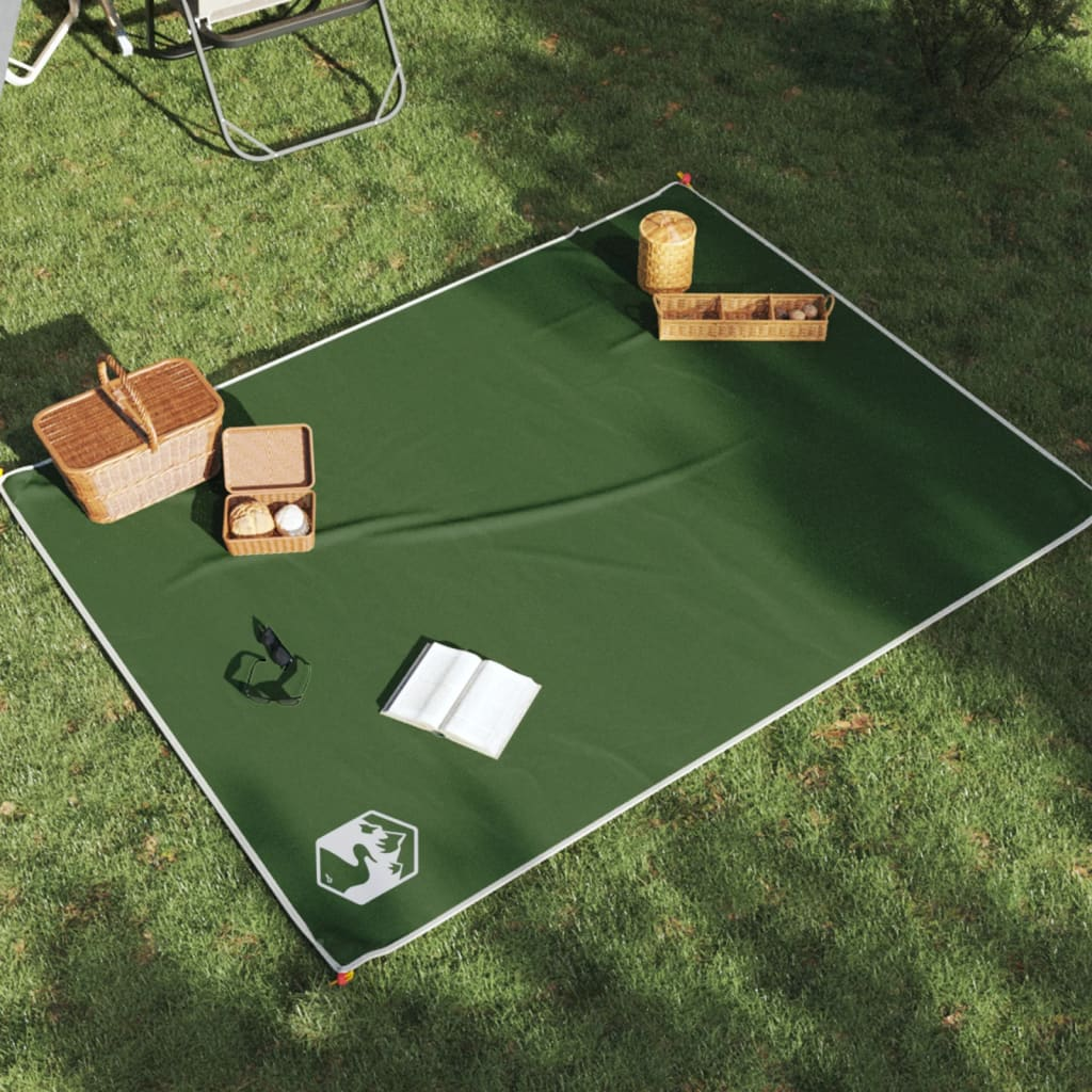 vidaXL Picnic Blanket with Pegs Green - Waterproof and Versatile Outdoor Mat