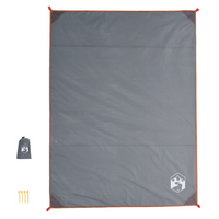 vidaXL Picnic Blanket with Pegs Grey and Orange 205x155 cm - Waterproof, Multipurpose, and Portable