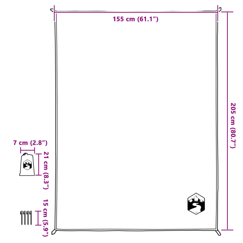 vidaXL Picnic Blanket with Pegs Grey and Orange 205x155 cm - Waterproof, Multipurpose, and Portable