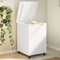 vidaXL Laundry Basket with Wheels RANA White 45x45x64 cm Solid Wood Pine