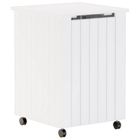 vidaXL Laundry Basket with Wheels RANA White 45x45x64 cm Solid Wood Pine