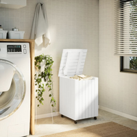 vidaXL Laundry Basket with Wheels RANA White 45x45x64 cm Solid Wood Pine