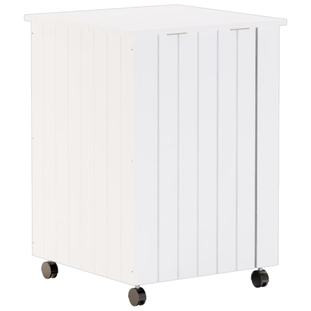 vidaXL Laundry Basket with Wheels RANA White 45x45x64 cm Solid Wood Pine