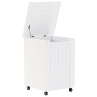 vidaXL Laundry Basket with Wheels RANA White 45x45x64 cm Solid Wood Pine