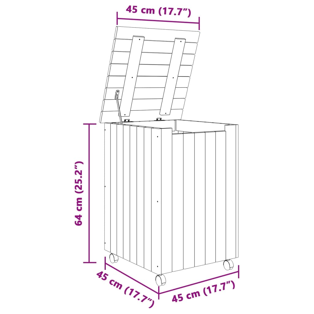 vidaXL Laundry Basket with Wheels RANA White 45x45x64 cm Solid Wood Pine