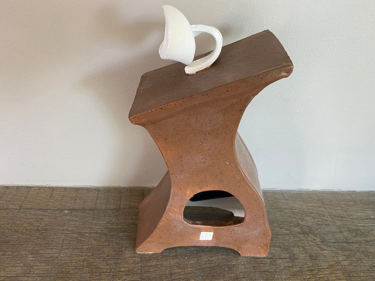 Ceramic Mantel Clock - Leather Brown | Quirky Handmade Desk Clock