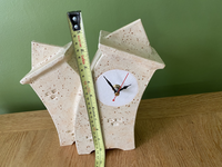 Double Ceramic Mantel Clock - Oatmeal Glaze | Handcrafted Design