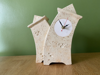 Double Ceramic Mantel Clock - Oatmeal Glaze | Handcrafted Design