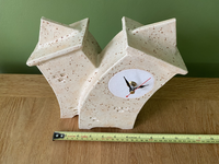 Double Ceramic Mantel Clock - Oatmeal Glaze | Handcrafted Design