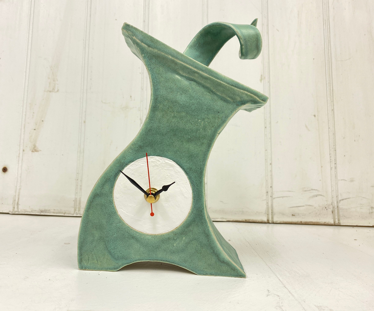 Handmade Ceramic Mantel Clock - Cornish Copper | Unique Design, Battery-Operated, Non-Ticking