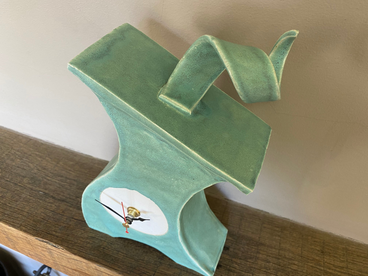 Handmade Ceramic Mantel Clock - Cornish Copper | Unique Design, Battery-Operated, Non-Ticking