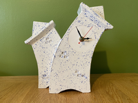 Double Ceramic Mantel Clock - Light Blue Speckle Glaze | Handcrafted Design