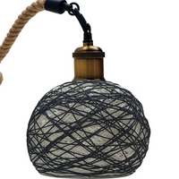 LEDSone Industrial Vintage Rope Rattan Woven Pendant Lamp Dome Pendant Light~1959