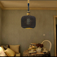 Rattan Ceiling Light Lamp Hanging Hemp Rope Pendant Lamp Shade