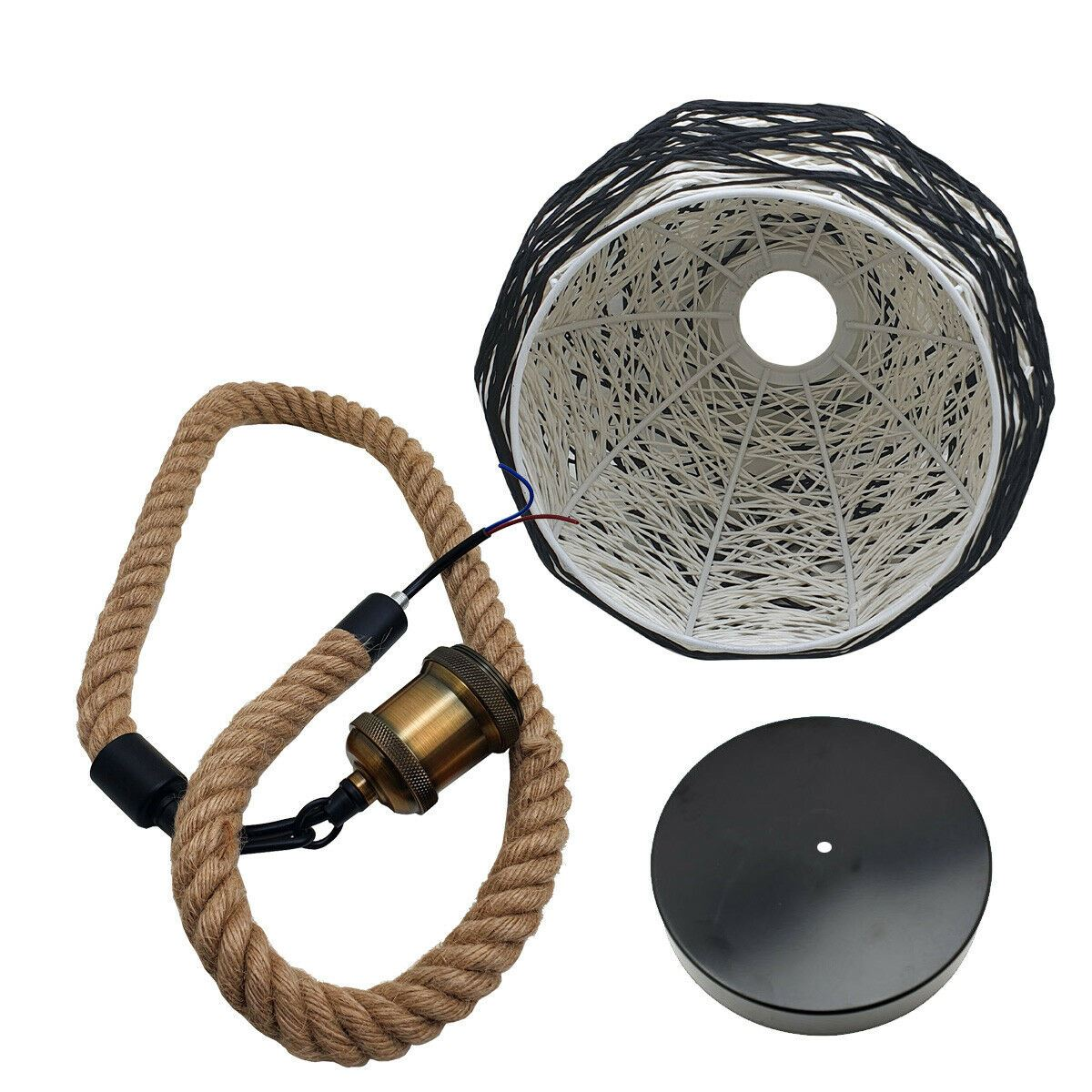 Rattan Ceiling Light Lamp Hanging Hemp Rope Pendant Lamp Shade