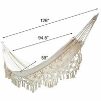 2 Person Hammock Boho Large Brazilian Macrame Fringe Double Deluxe Hammock