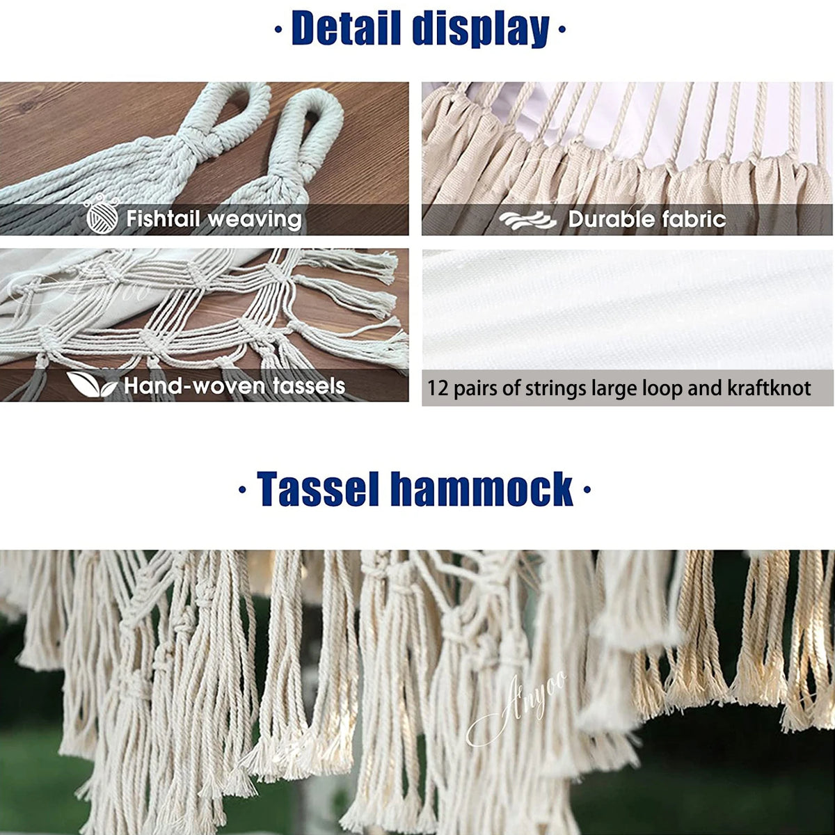 Nordic Style White Cotton hammock Outdoor Indoor Garden