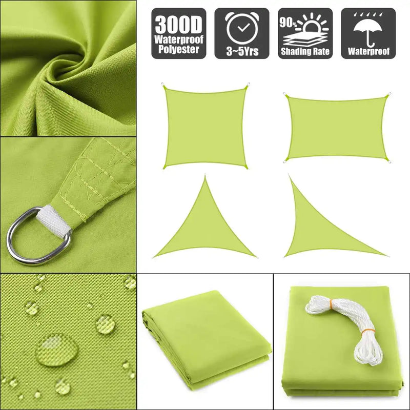 300D Waterproof Sun-Shelter SunShade Sail Outdoor Rectangle Shade Sail