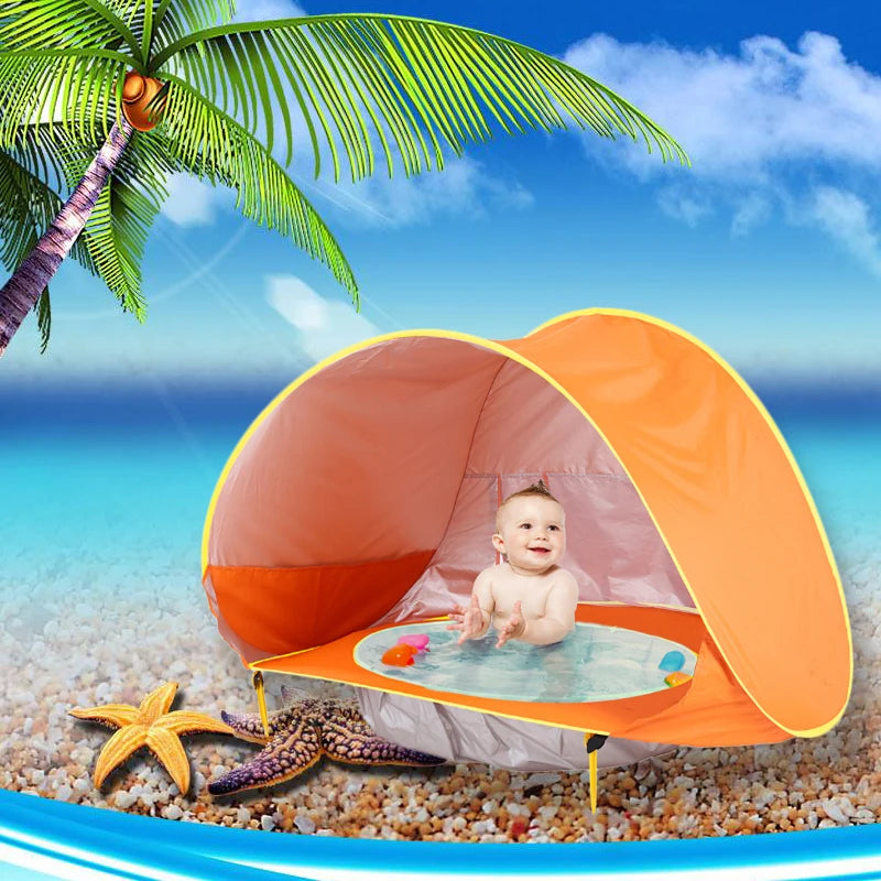 Baby Beach Tent Children Waterproof Pop Up sun Awning Tent UV-protecting Sunshelter with Pool