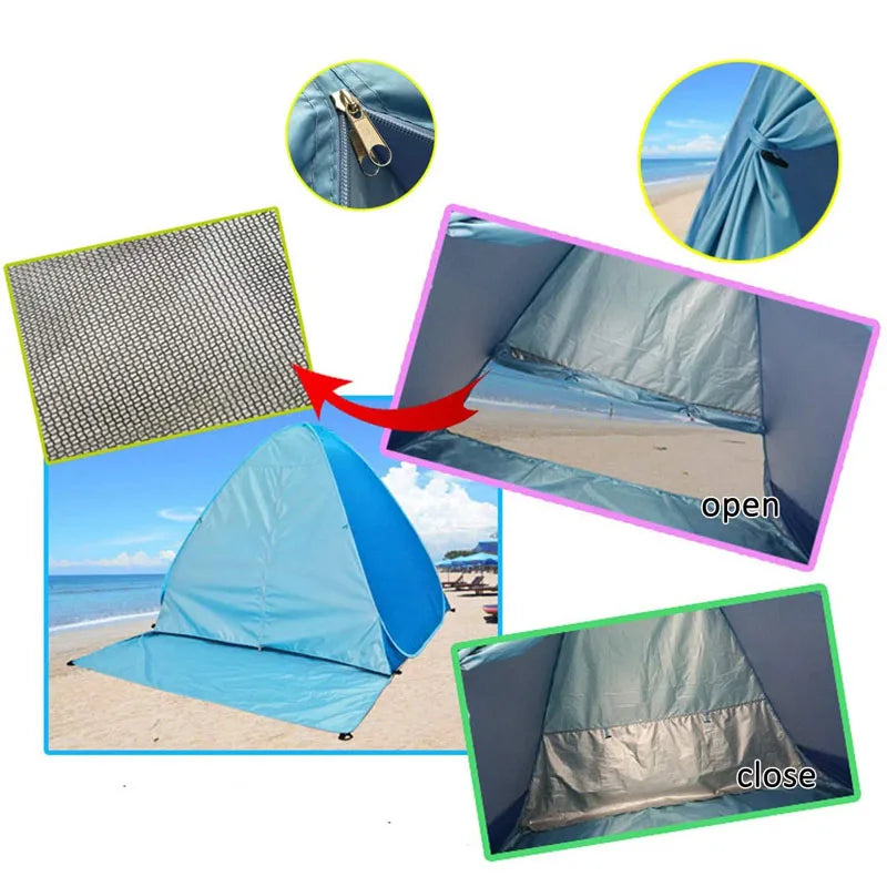 2-3Persons Pop Up Beach Tent  UV50+ Portable Ultralight Sunscreen