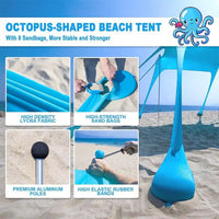 Family Beach Awning Ultralight Sun Shade Tent With Sandbag UPF50+ UV Large Portable Beach Canopy 300x300x200cm