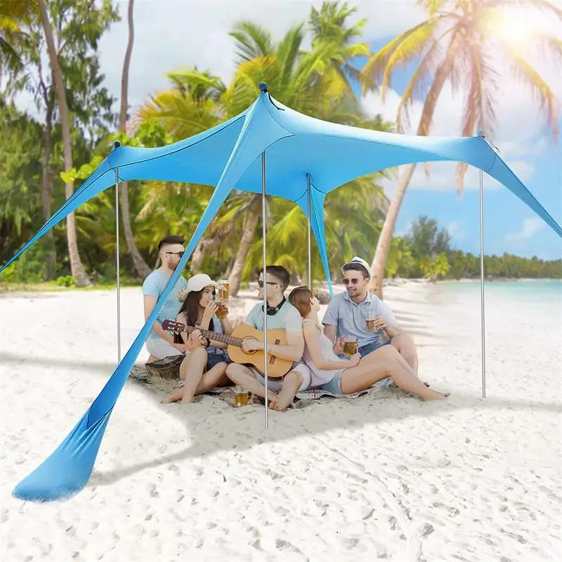 Family Beach Awning Ultralight Sun Shade Tent With Sandbag UPF50+ UV Large Portable Beach Canopy 300x300x200cm