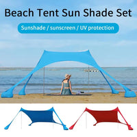 Portable Family Beach Sunshade Windproof UPF50+ Sunshade Beach Umbrella With 2 Aluminum Poles 1 Carrying Bag