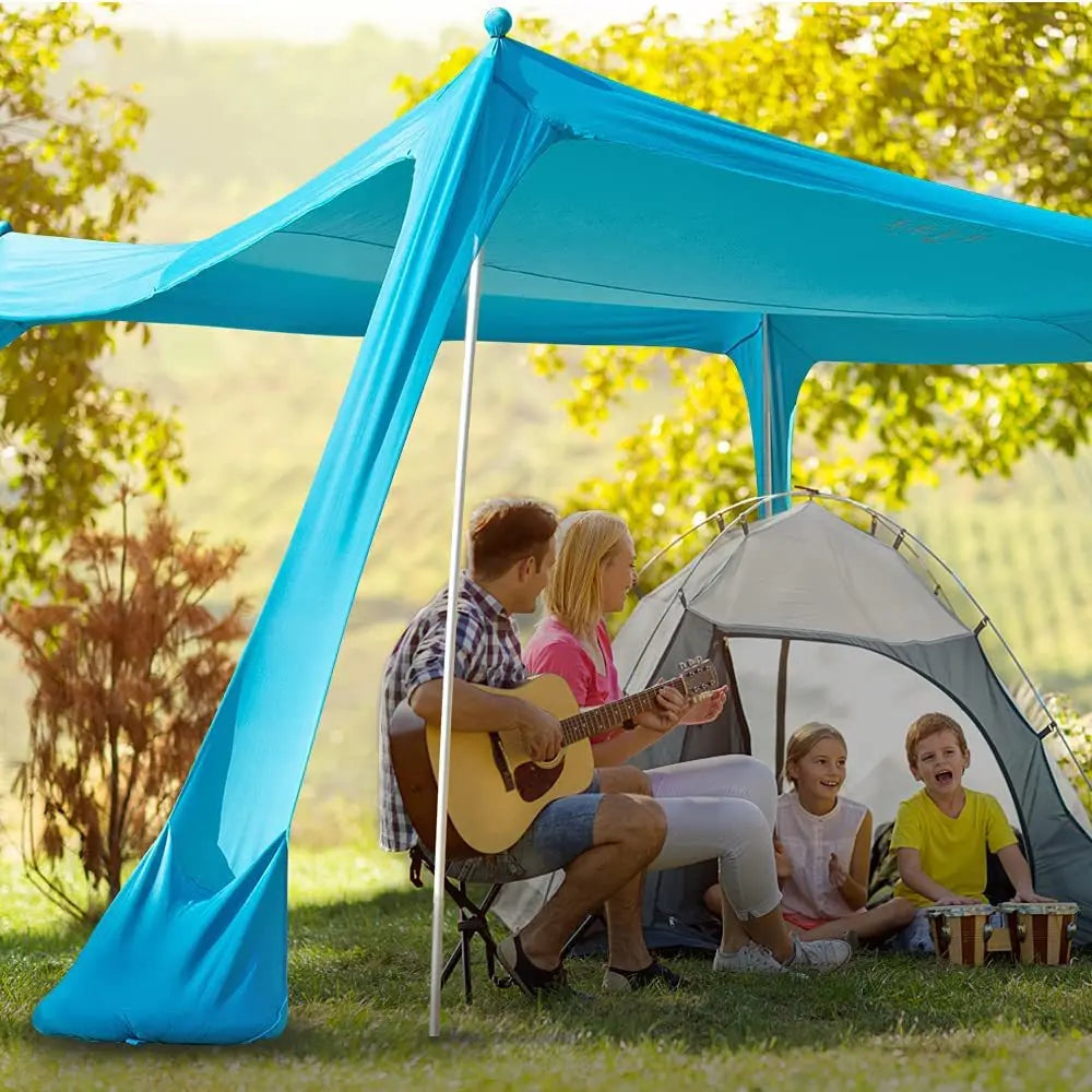 Family Beach Canopy ,Large Beach Sunshade Tent with Stability Poles,UPF50+Outdoor Shade for Beach,Camping,Party or Picnics