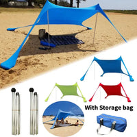 Portable Family Beach Sunshade Windproof UPF50+ Sunshade Beach Umbrella With 2 Aluminum Poles 1 Carrying Bag