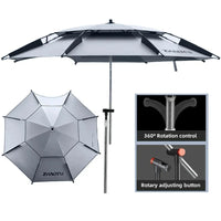 2.0/2.2/2.4/2.6M Adjustable Big Umbrella Double Thickened Layer Folding Beach Parasol