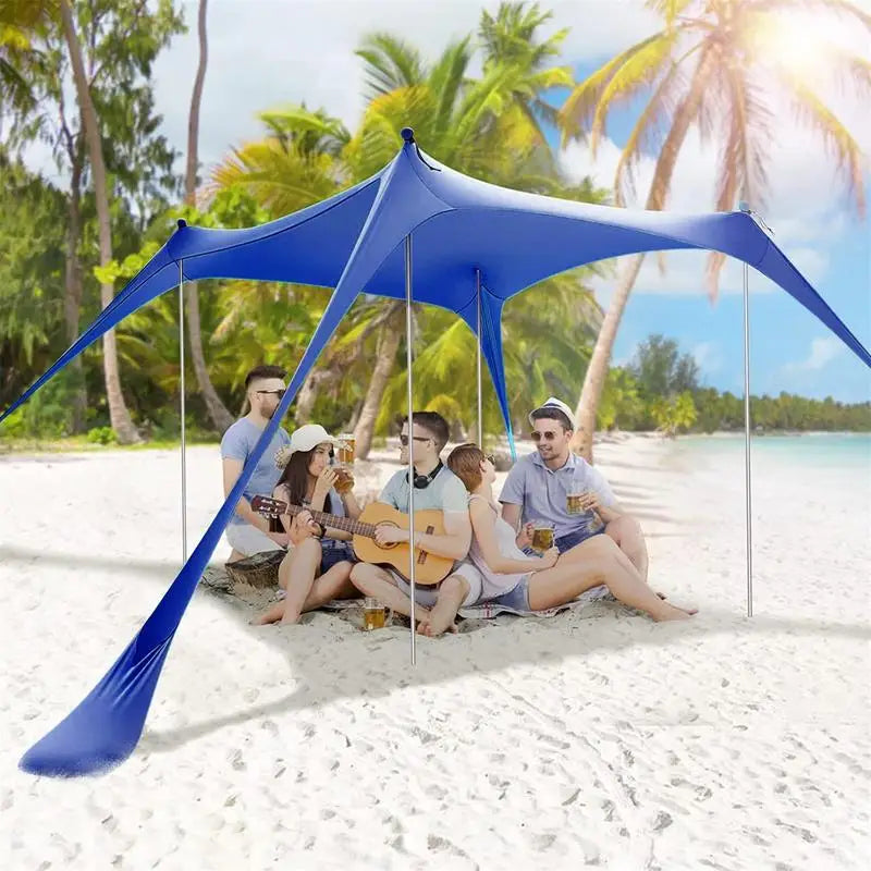 Family Beach Awning Sun Shade 2.1Mx2M/3Mx3M Ultralight Sun Shade Tent With Sandbag UPF50+ UV Portable Beach Canopy