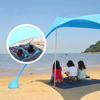 Portable Family Beach Sunshade Windproof UPF50+ Sunshade Beach Umbrella With 2 Aluminum Poles 1 Carrying Bag