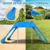 Portable Family Beach Sunshade Windproof UPF50+ Sunshade Beach Umbrella With 2 Aluminum Poles 1 Carrying Bag