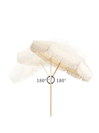 Boho Beach Umbrella with Fringe UPF 50+ Patio Tassel