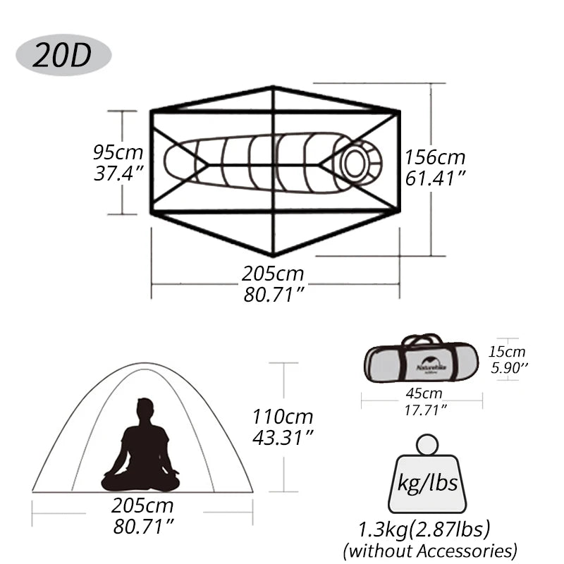 Naturehike  1 Person Ultralight  Double Layer Beach Tent Outdoor