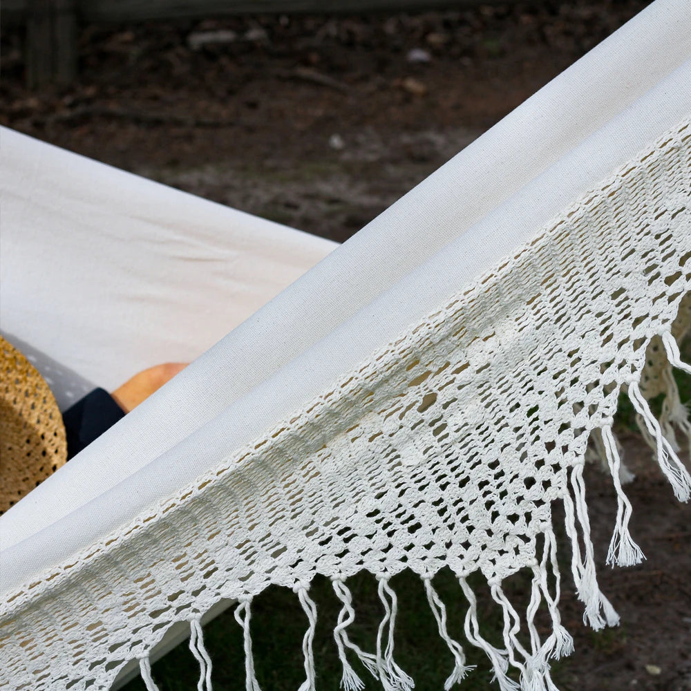 Large 2 Person Hammock Boho Style Brazilian Macrame Fringed