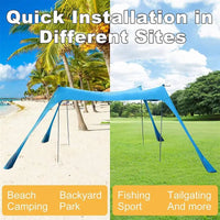 Family Beach Awning Sun Shade 2.1Mx2M/3Mx3M Ultralight Sun Shade Tent With Sandbag UPF50+ UV Portable Beach Canopy