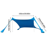 Portable Family Beach Sunshade Windproof UPF50+ Sunshade Beach Umbrella With 2 Aluminum Poles 1 Carrying Bag